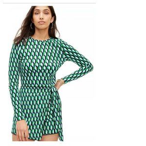 Diane von Furstenberg DVF women's crewneck arrow geo green long sleeve top